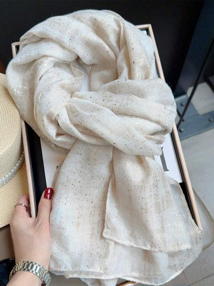 1pc Rapeseed Flower Fragrance New Style Scarf Women's Original Design Spring Summer Pastoral Travel Vacation Long Dual-Use Sun Protection Thin Shawl - White - View 4