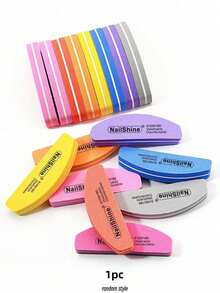 10PCS Mini Crescent-Shaped Shape 100/180 Grit Sponge Nail Buffer Random Color - Multicolor - View 10