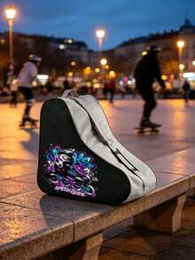 Fashion Graffiti Print Roller Skate Bag - Large Capacity Breathable Inline Skate Storage Bag With Adjustable Shoulder Strap And Waterproof Design, Portable Zippered Skating Equipment Handbag, Breathable Lightweight Skating Equipment Bag Suitable For Outdoor Street Skating, Park Training, Travel Fitness And Sports Roller Skating Rink Training, Roller Disco Skating Party And All Types Of Skating Enthusiasts (Teenagers, Men And Women) - Multicolor - View 2
