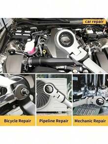 Kunci Ratchet! Kunci Pas Ujung Terbuka dan Kunci Sok, Terbuat dari Logam Tahan Lama. Cocok untuk Perbaikan Mobil, Perakitan Komponen, dan Perawatan Listrik - Alat Serbaguna. - Kunci pas ratchet kepala yang dapat disesuaikan - View 2