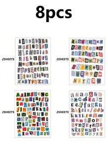 8/4/1pc Vintage Magazine Letter Stickers, Ransom Letter Scrapbook Sticker Set, Decorative Planner Letter Stickers, Suitable For Scrapbooking, Junk Journal, DIY Crafts, Laptop, Water Bottle And Planner Decoration, Back To School, New Year, Graduation Gift - Multicolor - View 13