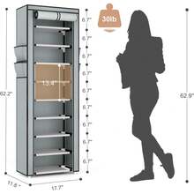 Vertical Shoe Rack With Protective Cover, 9-Tier Large Capacity Shoe Organizer With Side Pockets For Entryway, Home, And Small Apartment - View 12