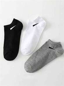 15 Pairs Autumn All-Match Solid Color Boat Socks, Minimalist Logo Jacquard Low-Cut Short Socks, Unisex Outdoor Fitness Casual Versatile Socks - Multicolor - View 2