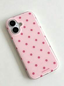 時尚手機殼，極簡可愛設計，黑白波點圖案，適用於 iPhone 11 至 17 系列，包含 Pro Max 版本 - 粉色 - 查看 2