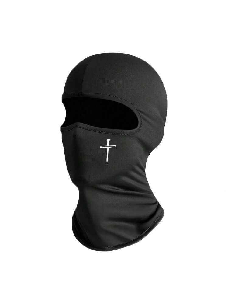 1 pieza Conjunto de pasamontañas unisex de unicolor con estampado, máscara facial completa de un solo orificio, adecuado para uso diario y actividades al aire libre - Multicolor - Añade 12