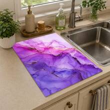 1 pieza Alfombrilla de drenaje de cocina de tierra de diatomeas con patrón de mármol, alfombrilla de secado rápido y antideslizante para cafetera y alfombrilla de secado de platos, adecuada para encimera de cocina y mesa de comedor - Multicolor - Ver 3