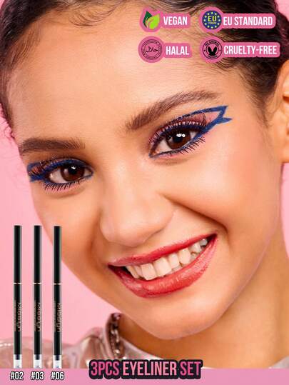 Misslyn -3Pcs GlidePro Smooth Creamy Eyeliner,3 Colors High Pigmented Eyeliner,Back-To-School Gift,Creamy Texture,Long-Lasting Makeup, Smudge-Proof,Blue, WarmBrown&Green, For Women & Girls,Suitable For Birthday,Valentine's Day,Music Day, Festivel Gift