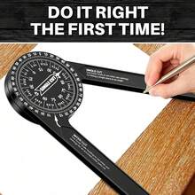 1PC 360° Adjustable Miter Saw Protractor, Precision Angle Finder Measuring Tool, Professional Woodworking Angle Gauge Ruler, Accurate Corner Angle Measuring Instrument For Table Saw, Baseboard, Crown Molding & Trim Cutting Projects - A - View 9