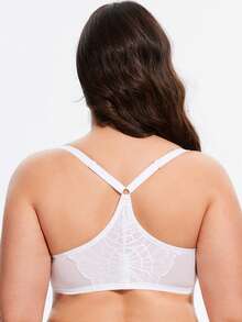 MELENECA Women's Racerback Front Closure Full Coverage Unlined Plus Size Underwire Bra - White - View 3