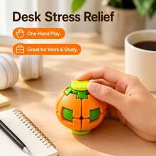 Colorful 3D Printed Press & Rotate Fidget Ball, Durable Desktop Stress Relief Rotating Toy, Pocket Sensory Toy, Suitable For Office, School, Travel - Multicolor - View 8