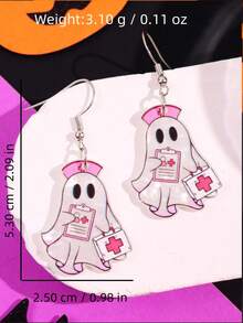 1 Pair Halloween Cute Exquisite Unique Personalized Ghost Nurse Acrylic Earrings, Women's Daily Holiday Party Jewelry - Multicolor - View 5