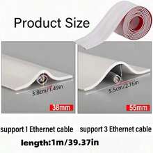 Saluran Kabel Lantai PVC 1/3 Meter, Penutup Kabel Lantai Lunak, Penyembunyi Kabel, Pelindung Manajemen Kabel Lantai, Dapat Dipotong, Isolasi Tahan Api, Perekat Kuat - A - View 3