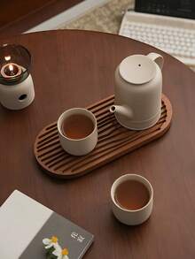 1 buah Baki Kopi, Baki Upacara Teh, Baki Kayu Oval, Baki Penyimpanan Cangkir Rumah, Baki Kering Kayu Solid, Baki untuk Rumah, Kehidupan, Dapur, Ruang Tamu, Luar Ruangan, Serbaguna, Hotel, Penggunaan Komersial - Coklat - View 2