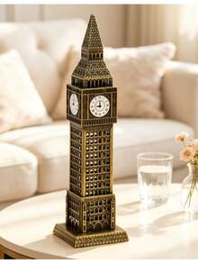 1pc 2D London Big Ben Acrylic Decorative Ornament, Landmark Building Decoration, Elegant Architectural Decor, Home And Office Decoration, Suitable For Wedding And Banquet Occasions, Wedding Gift, Unique Housewarming And Home Room Decor - A - View 2