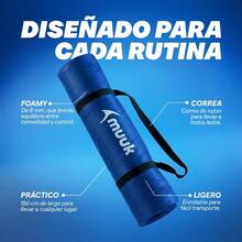 MUUK FITNESS Tapete de Yoga Foamy Antideslizante 150 x 59 cm | Esterilla Ligera de 8 mm con Correa de Transporte| Almohadilla para Rodillas y Codos | Material EVA Resistente, Ligero y Cómodo | Ideal para Ejercicio en Casa, Gimnasio, Parque, Viajes, Meditación y Estiramientos - Azul Rey - Ver 11