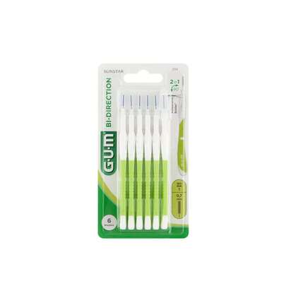 Gum Escovilhão Interdentar Bi-Direcțional ISO 1 Verde X6 - Poziție Dublă, Curățare a Dinților Posteriori