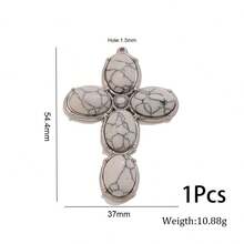 1 Pc 304 Stainless Steel 18K Gold Plated Natural Stone Cross Charm Multi Color Boho Cross Pendant DIY Necklace Jewelry Making Supplies - Cross - View 10