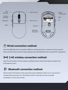 T-WOLF X4 Tri-Mode Gaming Mouse Bluetooth Pengisian Daya Nirkabel Tingkat Polling 1000Hz Mouse Ringan - View 10