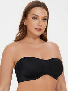 MELENECA Women's Strapless Bra For Large Bust Minimizer Unlined Bandeau With Underwire - Black - View 5