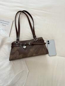 Bolso de axila premium para mujer, nuevo este año, bolso baguette de lujo ligero de nicho, bolso de hombro para ir al trabajo, bolso de hombro vintage - Café - Ver 10