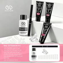 7PCS/Set 15ml Poly Extension Gel Set Nail Art Polygels Kit Clear White Pink Color Nail UV Gel Tip Form Acrylic Nail Gel Slice Brush Kit With 20pcs Nail Extension Molds Nails - Multicolor - View 2
