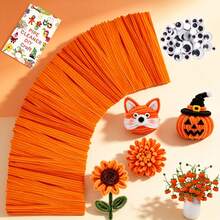 [131pcs Handmade Set]100pcs Solid Color Pipe Cleaners + 30pcs Googly Eyes + 1 DIY Tutorial Book, Soft Chenille Stems, Suitable For Handmade Flowers, Holiday Decorations, Home Desktop Decor, Seasonal Party And Holiday Gift DIY Craft Materials - Pipe Cleaner Set - View 2