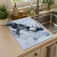 1pc Marble Pattern Diatomaceous Earth Kitchen Drain Mat, Quick-Drying Absorbent Non-Slip Coffee Machine Mat And Dish Drying Mat, Suitable For Kitchen Countertop And Dining Table - Multicolor - View 3