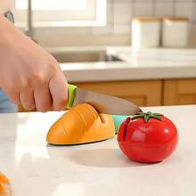 Mini Ceramic Kitchen Knife Sharpener, Cute Tomato & Carrot Shaped Multifunctional Portable Sharpening Tool - Multicolor - View 5