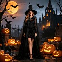 Halloween Hat And Cape Costume Set-Suitable For Birthday Parties, Cosplay, Masquerades, Halloween, Carnivals, And Dress-Up Events. - Multicolor - View 6