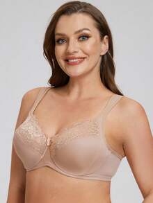 MELENECA Women's Minimizer Bra Full Coverage Plus Size Underwire Lace Comfort Cushion Strap - Beige - View 6