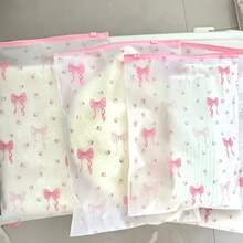 9pcs Transparent Floral Bow Zipper Storage Bags, 3 Sizes Assorted, Durable PEVA Material, Waterproof Clothing, Underwear, Toiletries, Cosmetics Storage Cubes, Essential For Travel And Home Organization, Suitable For Suitcase, Closet, Drawer, Under Bed Storage - Multicolor - View 7