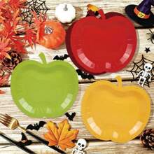 24 Pcs Apples Shaped Paper Plates Fall Disposable Plates Decorative Autumn Fruit Tableware Dessert Plate For Wedding Baby Shower Party Tableware Supplies - As Pic - View 4