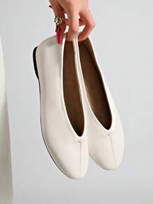 2026 Spring/Summer New Women's Bow Decor Ballet Flats - Beige - View 11