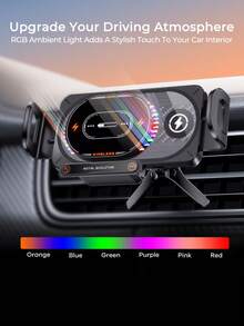 REMAX 15W Wireless Car Charger Phone Mount With Auto-Clamping & Auto Rotation, Fits Foldable & Regular Phones, Adjustable Charging Coil, Built-In 150mAh Battery, RGB Ambient Light, Stable Triangle Hook Design, Car Accessories, Car Essentials, Car Stuff - Charger Mount - View 8