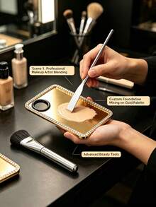 1pc Stainless Steel Foundation Mixing Stick, Dual-Ended Liquid Foundation Scraper, Makeup Light Therapy Gel Stirring Rod, Face Towel, Cotton Buds, Makeup Wipes - Silver - View 11