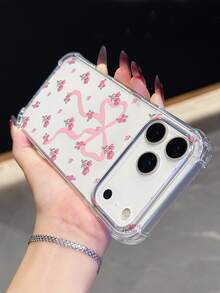 1件蝴蝶結花卉印花手機殼 | 四角防摔保護殼 - 相容 iPhone 17 Pro, 16e, 16 Pro, 15 Pro, 14, 13, 12, 11, XR, XS Max; 相容 Galaxy S26, S25, S24, S23, A16, A35/A25, A57; 相容 Pixel 10, 9, 8, 7; 相容 G85; 相容 Infinix Hot 50 Pro+。清新夏季配件，非常適合作為送給朋友或自己的禮物。 - 無色 - 查看 3