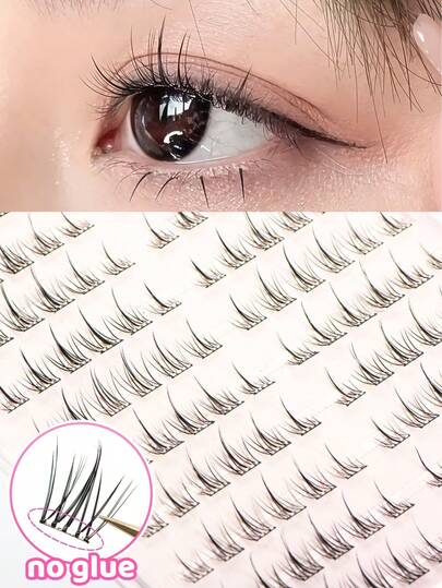 132 Clusters Glue-Free Sunflower False Eyelashes, Korean Style, C Curl, 6-12mm Mixed Length, Cluster Lashes, Create Natural Radiating Big Eye Effect, Glue-Free Wear, DIY Customizable, Save Makeup Time, Soft And Lightweight Comfortable, Suitable For Beginners, Reusable, Suitable For Daily Commute, Date, Travel, Party And Holiday Makeup, Perfect Gift For Best Friend, Girlfriend