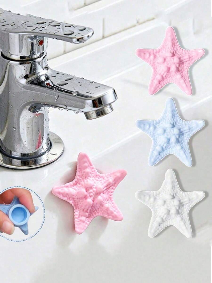 Starfish Silicone Sink Overflow Drain Plug Cover, Easy Install Overflow Ring Cap, Decorative Drain Hole Cover For Wash Basin And Bathtub, Effectively Prevents Water Accumulation, Universal For Kitchen And Bathroom Sinks, Home Bathroom Decor Accessory - Multicolor - View 1