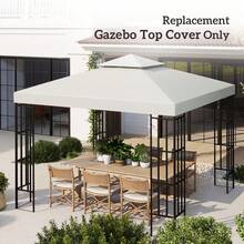 10' X 10' Gazebo Replacement Canopy Top, 2-Tier UV-Protective Cream White Cover For Garden, Patio Outdoor Use (Top Only) - Apricot - View 5
