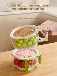 1pc Multi-Functional Colander, Kitchen Vegetable Basket With Lid And Handle, Fruit Washing Tool, Portable Fresh-Keeping Box, Retractable 2-In-1 Thickened Drainer And Vegetable Washing Box, Kitchen Essential, Halloween Christmas - One Size - View 5