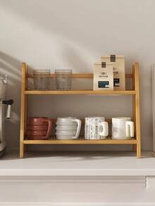 Kitchen Simple Multi-Function Home Storage Rack, Kitchen Cabinet Organizer, Desktop Woven Rattan Trapezoid Spice & Cup Holder, Cup Storage Rack - Multicolor - View 8