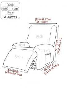 Leaf Jacquard Recliner Chair Cover, Stretch All Inclusive Lazy Boy Recliner Slipcover With Side Storage Pocket, Washable Anti Slip Single Recliner Sofa Protector,Pet Scratch PreventionFor Living Room Home Decor. - Light Grey - View 2