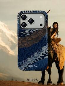 GIIPPA 1pc Vintage Blue Rock Layer Animal Print Patchwork Design Phone Case, Compatible With Phone 17 Pro Max, 16 Pro Max, 15 Pro Max, 14 Pro Max, 11/12/13/14/15/75 Pro Max Plus, Korean Style High-End Fashion Fun Elegant Design For Men And Women, Perfect Gift For Girlfriend On Christmas, Valentine's Day, Easter, Wedding Season And Birthday - Blue - View 9