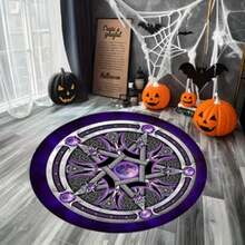 1 buah Karpet Bundar Lingkaran Ajaib Pentagram Halloween, Karpet Dekoratif, Alas Lantai, Karpet Ruang Tamu, Karpet Kamar Tidur, Karpet Serbaguna - MultiWarna - View 6