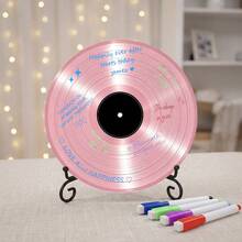 1pc Record Plaque, Blank Acrylic Vinyl Record Shape, DIY Signature Guest Sign Board With Metal Stand For Wedding, Party, Tabletop Party Decor - DIY Record Figurines - View 2