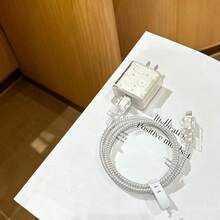 5入創意極簡花朵卡通手機數據線保護套，適用 14 Pro Max 充電線保護套，適用 13/12/11 充電線收納器，18/20W 快充頭防斷線收納器，男友/女友禮物 - 白色 - 查看 2