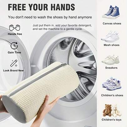 1pc/2pcs Large Size Shoe Washing Bag: Washing Machine And Dryer Shoe Bag, Includes Dust-Proof Shoe Bag - Reusable Shoe Cleaning Bag, Suitable For Sneakers, Tennis Shoes, Stain-Free Cleaning Kit, Christmas Gift