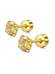 2pcs Elegant Studs Earring For Women Fashion Butterfly Moon Ear Stud Cubic Zirconia 20G Studs Earring Jewelry - Gold - View 6