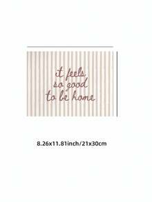 1pc Frameless Neutral Striped "Home Sweet Home" Wall Art Poster, Minimalist Vintage Decor For Dorm, Bedroom, Party Gift - Stripe - View 11