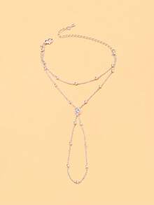 1pc New Minimalist Hand Chain Bracelet, Niche Design, Exquisite Fashion Ins Style Finger-Linked Hand Jewelry, Premium Hand Accessory - Silver - View 2